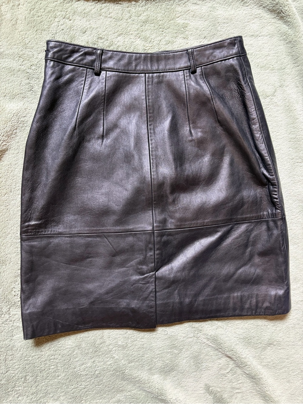 Black Genuine Leather Mini Skirt - Women's Sleek A-Line - Picture 7 of 10